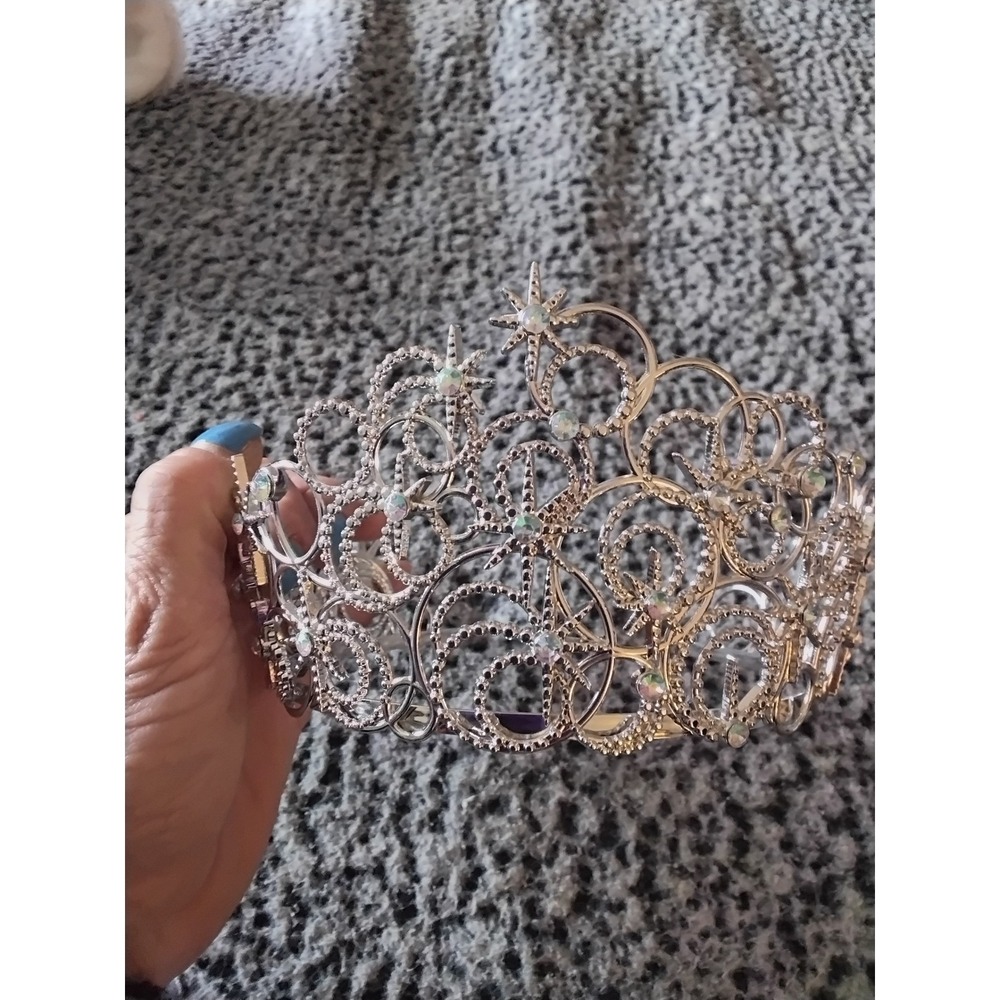 Silver Star Rhinestone Tiara Crown‎ Celestial Filigree Pageant Prom Headband